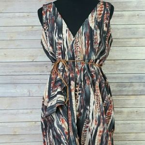 H&M print faux wrap dress size 14.